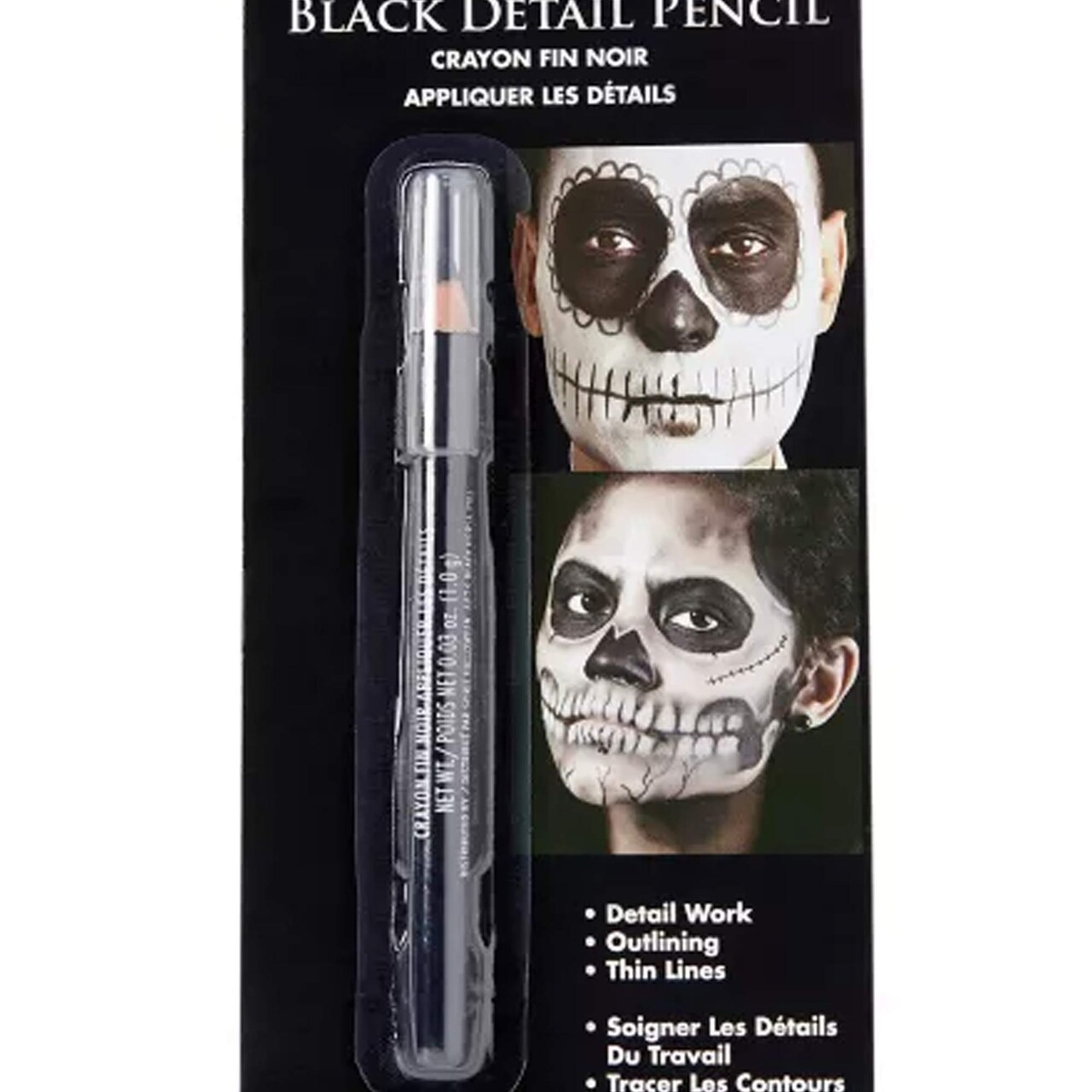 Black Detail Makeup Pencil Precision Liner for Eyes, Brows & Creative Looks